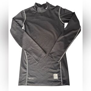 Nike Pro Compression Dri Fit Long Sleeve Mock Neck Shirt Youth XL (18-20) Black